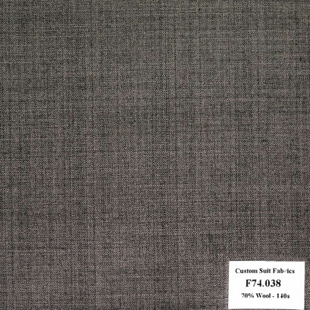F74.038 Kevinlli V6 - Vải Suit 70% Wool - Xám Trơn